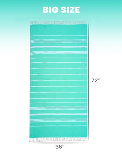 2 Packs Cotton Turkish Beach Towels Quick Dry Sand Free Soft Absorbent Adult Oversized Bath Pool Swim Long Towel Lightweight Thin Sandless Fast Drying Over The Lounge Chair Towel Sand Repellent Anti - color: Thinner Set Mink Turquoise