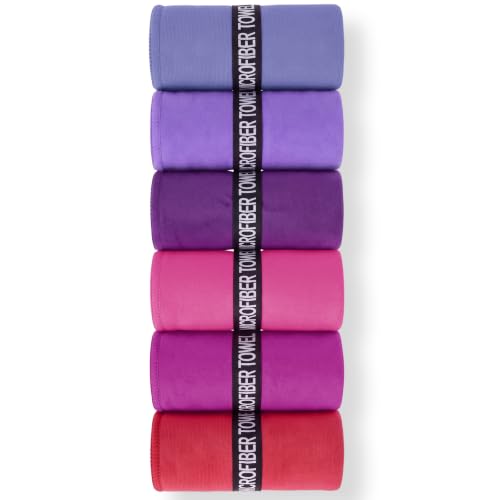 Colorful Microfiber Workout Towels, Quick Dry, Highly Absorbent, Odor Free for Women & Men, 31.5"x15.7" Gym Sweat Towels for Gym, Yoga, Running, Swimming - color: Pink & Purple
