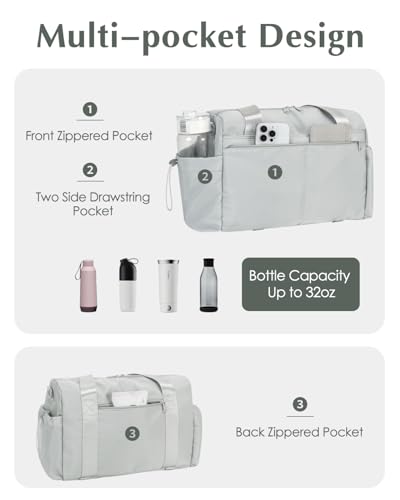 Small Gym Bag, Mini Gym Bag with Yoga Mat Holder & Wet Compartment, Gray - color: Gray