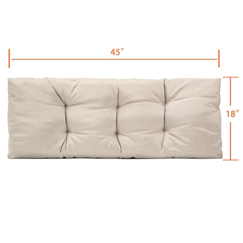 Bench Cushion for Indoor & Outdoor Furniture – Non-Slip Thick Overfilled Seat Pad for Porch Swing, Piano Bench, Bay Window, Entryway and Patio Furniture (Cream, 45x18 Inch (Pack of 1)) - color: Cream, size: 45x18 Inch (Pack of 1)