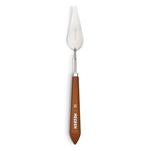 MEEDEN Artist Mixing Palette Knife: 9.92" Flexible Stainless Steel Art Scraper Knife with Wooden Handle - Oil Painting Accessories for Acrylic Gouache, Canvas, #12 - style: #12
