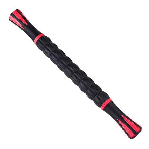 Massage Roller Stick,Muscle Roller Stick for Athletes, Liposuction Massage Roller for Lymphatic Drainage, for Relief Muscle Soreness, Trigger Points, Help Runner Legs, Back Recovery (Red & Black) - color: Red & Black