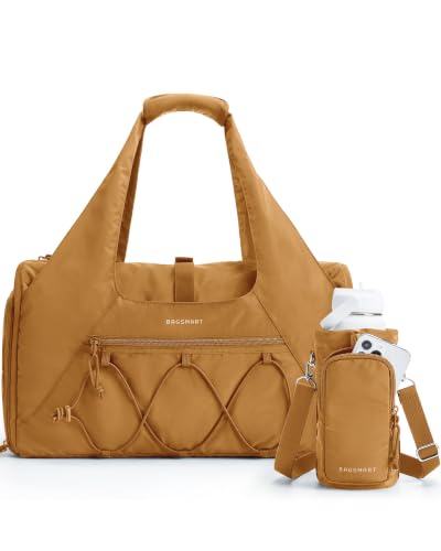 BAGSMART Gym Bag for Women, Lightweight Duffel with Shoe Compartment, Tote Bag with Wet Pocket for Yoga Travel, Yellow - color: Yellow, style: Casual Tote