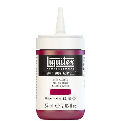 Liquitex Soft Body Acrylic Paint, 2-oz Bottle, Deep Magenta | Low Viscosity, Highly Pigmented, Satin Finish, Retains Subtle Brush Strokes, Great Surface Coverage, Highly Versatile - color: Deep Magenta, style: 2-oz Bottle