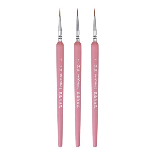 HARFINGTON 3pcs Detail Paint Brushes 10mm Pointed Tip 185mm Length Nylon Hair Miniature Painting Brush for Watercolor Oil Acrylic Painting(1#), Pink - color: Pink, size: 1# 10mm