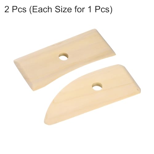 HARFINGTON 2pcs Pottery Ribs 12cm 12.7cm Wooden Clay Ceramic Sculpting Tools Set for Finishing Shaping and Smoothing Removing Finger Marks