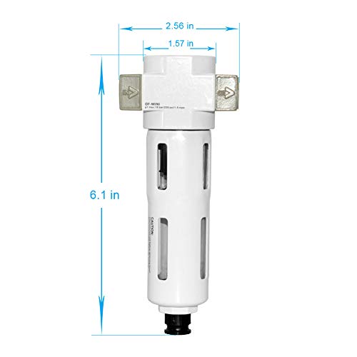 Beduan 3/8" Air in-line Compressed Particulate Filter,Moisture Water Trap Filter With Visible Bowl,Semi-Auto Drain(MINI) - size: 3/8"