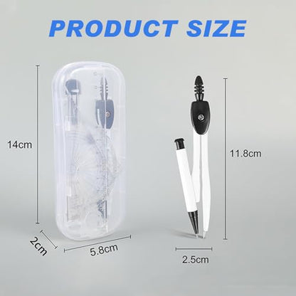 Compass Geometry Tool Protractor and Compass Geometry Set Kit Drawing Compass Math Metal Compass Drafting Tools with Carry Box for Geometry Measuring Drafting School Office Supplies