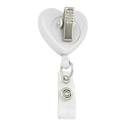 High Lunge Crescent Variation Yoga Pose Heart Lanyard Retractable Reel Badge ID Card Holder - color: White