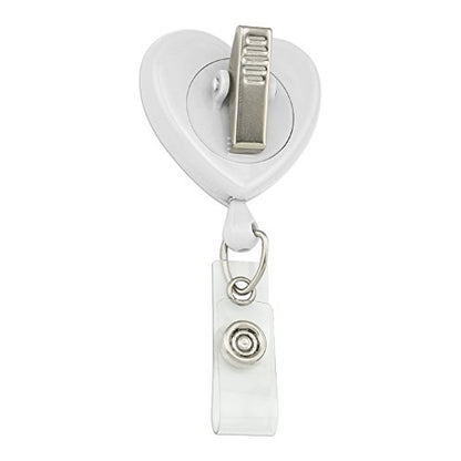 High Lunge Crescent Variation Yoga Pose Heart Lanyard Retractable Reel Badge ID Card Holder - color: White