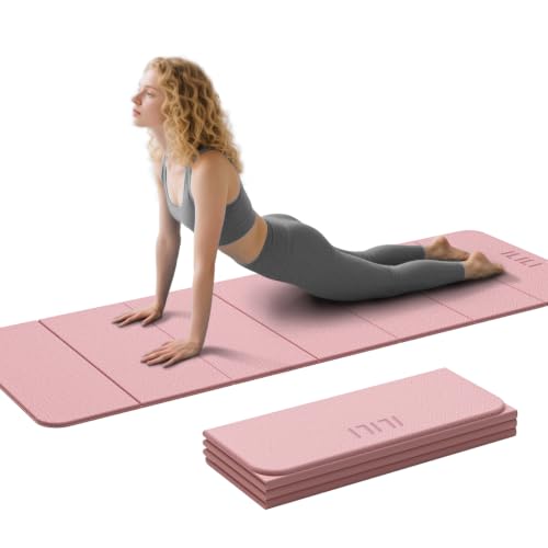 ILILI Foldable Yoga Mat 71 * 24 * 0.3 Inch - color: Light Pink