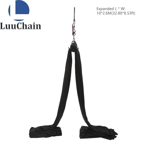 Aerial Silks Equipment for Aerial Yoga Aerial Dance Acrobatic Circus Arts Soft Durable Yoga Hammock Aerial Rig for All Skill Levels Load Capacity 440LB Black - color: Black-32.8*8.53FT