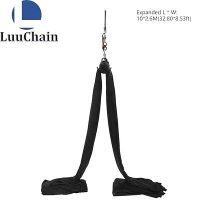 Aerial Silks Equipment for Aerial Yoga Aerial Dance Acrobatic Circus Arts Soft Durable Yoga Hammock Aerial Rig for All Skill Levels Load Capacity 440LB Black - color: Black-32.8*8.53FT