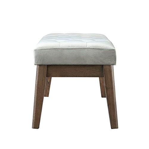 24KF Velvet Upholstered Buttons Tufted Entryway Bench with Solid Wood Leg,Bed Bench Ottoman with Padded Seat,5034-Gray - color: Gray Velvet, size: Tufted Bench with Solid Wooden Base