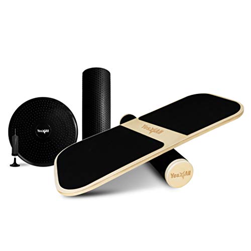 Yes4All Balance Board Sports Trainer, Surf Trainer Board With Adjustable Stoppers, Improve Core Strength and Balance Control - color: I. 3in1 Balance Board Training System