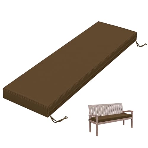 Outdoor Bench Cushion 60 X 18 X 3.5 Inch Thick Waterproof Patio Furniture Cushions, Patio Porch Swing Replacement Seat Pad with Tie Straps and Anti-Slip, for Backyard Garden, Chocolate - color: Chocolate, size: 60 x 18 x 3.5 in