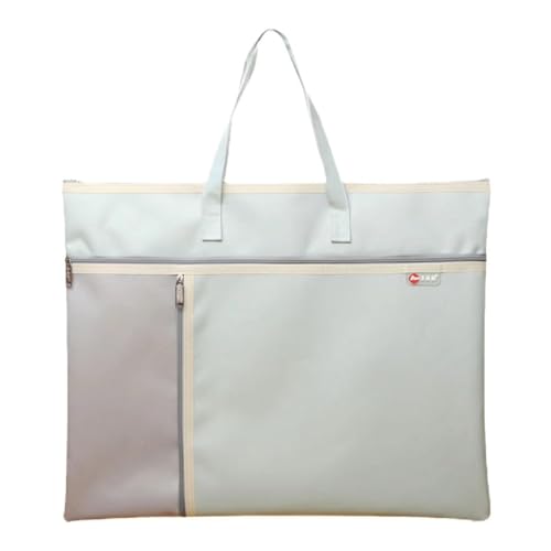 A3 Art Portfolio Bag with Zipper and Handle Capacity Oxford Bag | Two-color Large Capacity Oxford Artwork Container with Shoulder Strap for Drawing Sketch Photography Poster Files Document - color: Green, size: A3