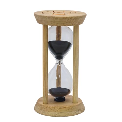 Black Sand Timer,1 Min Wood Sandglass Clock - Modern Hourglass Watch with 100% Bamboo Frame for Kids Games Classroom Kitchen Home Office Decor(Black+1Min) - color: Black, size: 1Min