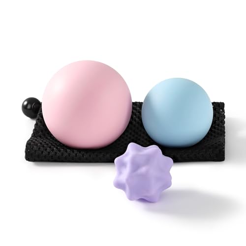 Silicone Lacrosse Balls for Yoga and Myofascial Release - Deep Tissue Massage,Trigger Point Therapy and Foot Plantar Fasciitis,Muscle Knots,Relieving Muscle Pain,Muscle Soreness Balls - style: Smooth Ball Set