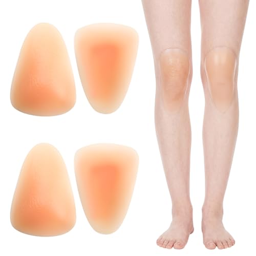 2 Pairs Dance Adhesive Silicone Knee Pads Reusable Gel Knee Protectors for Women Girls Ballet Dancing Yoga Skating Shock Absorption & Skin-friendly Protection