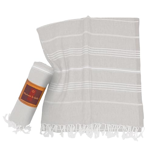 Beach Towel 100% Cotton Turkish Beach Towel Adult 38x70 Inch Pre-washed Absorbent Extra Large|Sand Free Quick Dry BathTowels|Lightweight Blanket|Travel Cruise Camping Spa Gym Yoga Towel|Dapple Grey - color: Silver Grey