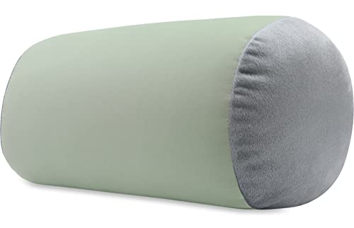 Microbead Bolster Neck Roll Pillow, 14x8 in Cylinder Tube, Mint Grey | Silky smooth face helps prevent sleep creases and hair breakage, light squishy support for head and shoulders, travel ready - color: Mint Grey