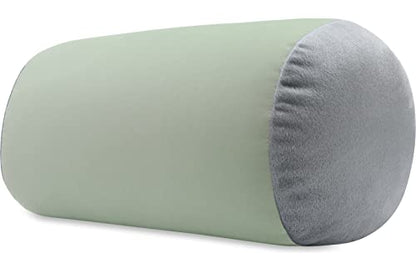 Microbead Bolster Neck Roll Pillow, 14x8 in Cylinder Tube, Mint Grey | Silky smooth face helps prevent sleep creases and hair breakage, light squishy support for head and shoulders, travel ready - color: Mint Grey