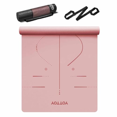 YOTTOY Yoga Mat, 72"x 32"x1/3" Extra Wide Non-Slip Exercise Fitness Yoga Mats,Eco-Friendly TPE Exercise Mats for Women Men Home Workout with Strap Bag - color: Coral