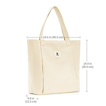 Moyaqi Canvas Tote Bag with Yoga Mat Carrier Pocket Carryall Shoulder Bag for Office, Workout, Pilates, Travel, Beach and Gym - color: Beige