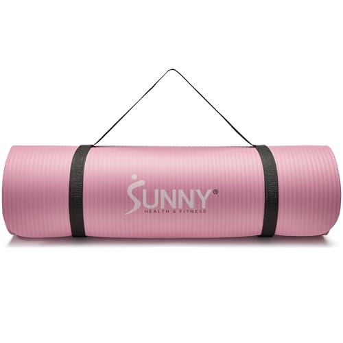 Sunny Health & Fitness Exercise Yoga Mats - Non-Slip Support for Home & Gym - color: Classic Thick Pink