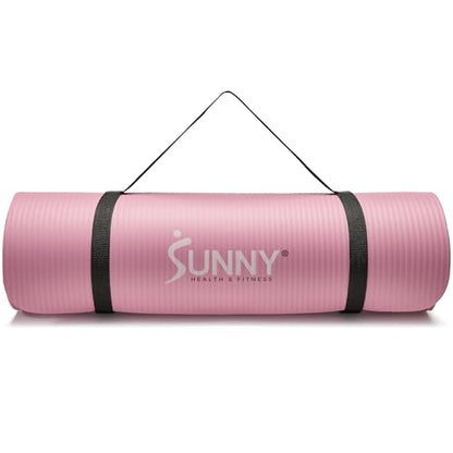 Sunny Health & Fitness Exercise Yoga Mats - Non-Slip Support for Home & Gym - color: Classic Thick Pink