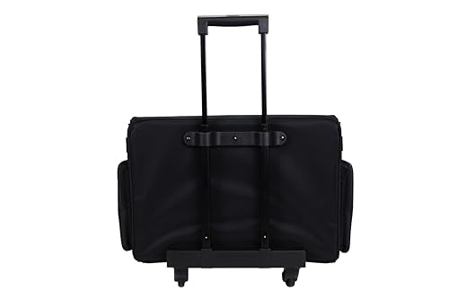 Everything Mary 4 Wheels Collapsible Deluxe Sewing Machine Storage Case - Rolling Trolley Carrying Bag for Brother, Singer - color: Black
