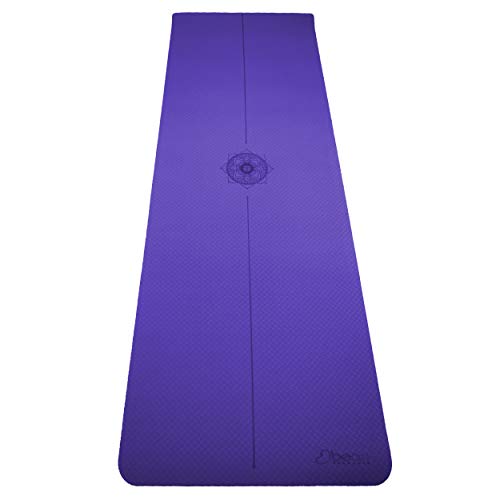 SuperLite TPE Yoga Mat for Exercise - 6mm Thick Comfortable Workout Exercise GYM Mat for Adult - Eco Friendly Extra-long Non Slip Yoga Mat for Yoga, Pilates, Gym and Stretching - 72”x24” - color: Dark Purple