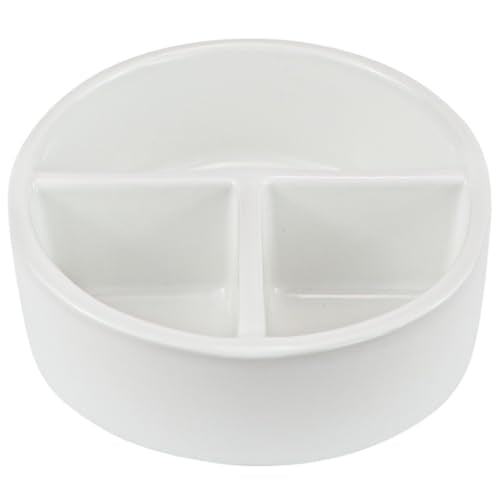 Ceramic Brush Wash Bowl,Mixing Tray,3 Slot Palette,Porcelain Watercolor Painting Dish for Painting, White