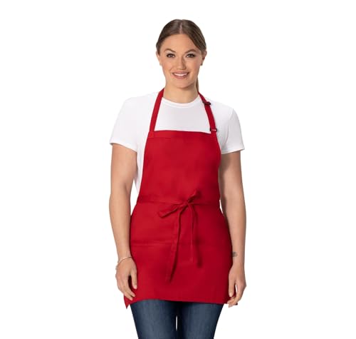 Chef Works Unisex Three Pocket Apron - color: Red