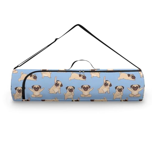Yoga Mat Bags for Women Lightweight Gym Bag with Strap Full Zip Yoga Accessories - color: Dachshund Blue