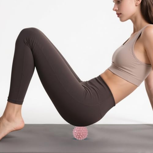 Spiky Massage Balls- 2PCS (Firm and Soft) Muscle Massager Ball for Feet, Back, Neck, Muscles, Foot Arch Trainer, Exercise, Physical Therapy, Hands Massager Roller for Plantar Fasciitis - color: Softpink+hardpurple