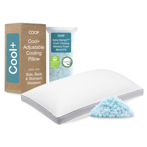Coop Home Goods Cool+ Adjustable Pillow, King Size Plus Shaped Memory Foam Pillows with Cooling Gel, Back, Neck Support, Stomach or Side Sleeper Pillow, CertiPUR-US/GREENGUARD Gold - color: Classic, size: King