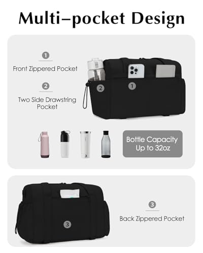 Small Gym Bag, Mini Gym Bag with Yoga Mat Holder & Wet Compartment, Black - color: Puffer Black