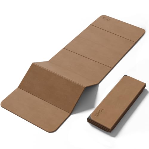 Foldable Yoga Mat 74.8"x26"x0.4"-Suede Surface TPE Material Non Slip Exercise Mat for Women, Extra Thick 1cm Cushioned Pilates Mat for Knee Pain Relief, Portable Fitness Mat for Home Gym - color: Brown
