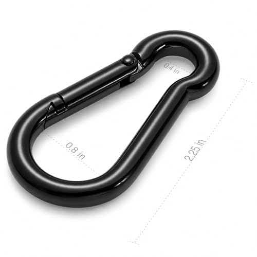 sprookber Stainless Steel Spring Snap Hook Carabiner - 304 Stainless Steel Caribeener Clips, Set of 6 - color: Black, size: 2.25 Inch