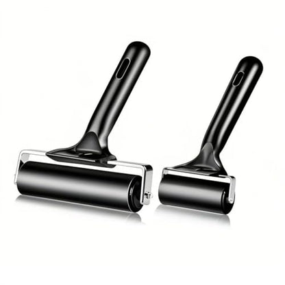 2 Pack Brayer Rollers, Professional Rubber Art Rollers with Comfortable Hand Feel, Suitable for Handmade Production, printmaking, Ink Coating, bonding, and Stamping Tools (4 inches+2.4 inches) Black