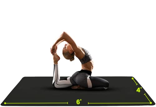 Gogokiwi Large Yoga Mat (6'x4') – 1/4" & 1/2" Thick Exercise Mats for Home Workout, Extra Wide Workout Mats for Home Gym, Yoga, Pilates, Stretching, Floor & More - color: Just Black, size: Standard (1/4 Inch Thick)