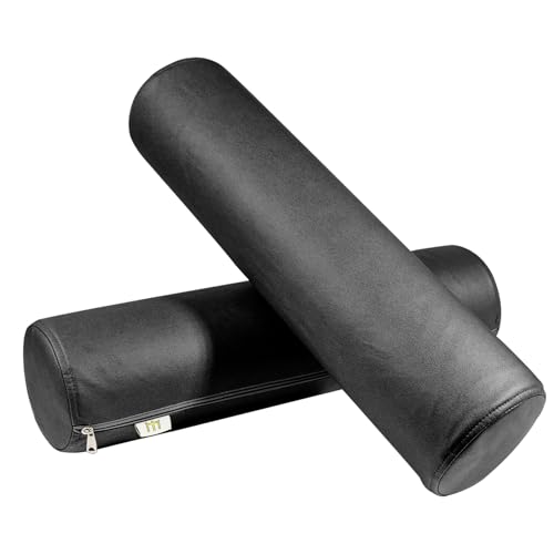 2 Pack Neck Roll Pillow, High-Density Foam Cylinder Bolster Pillow for Neck, Back & Lumbar Support, Ergonomic Round Pillow for Side Sleepers, Sleeping (5.9''x23.6'' Black) - color: Black, size: 23.6x5.9IN