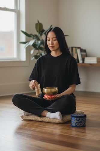 4 Inch Hand Hammered Singing Bowl Gift Set - Includes Wooden Mallet, Cushion & Gift Box - Mindfulness & Yoga Tool for Stress Relief - Spring Wellness Ritual - Made in Nepal - size: 4 inch