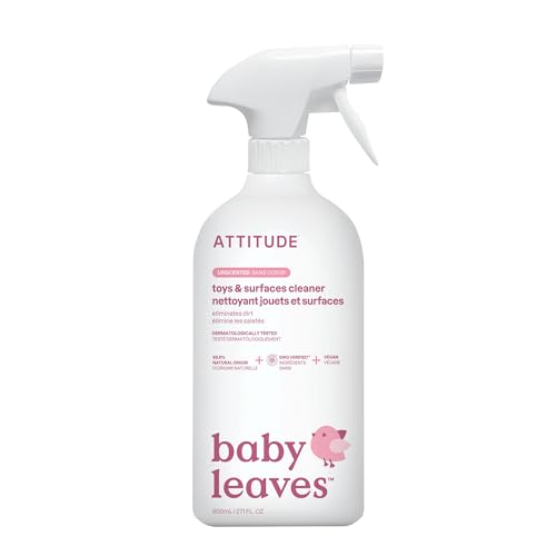 ATTITUDE Baby & Kids Toy Cleaner Spray, EWG Verified, Multi-Surface Cleaner for Toys, High Chairs & Play Areas, Naturally Derived, Vegan, Unscented, 27.1 Fl Oz - size: 27.1 Fl Oz (Pack of 1)