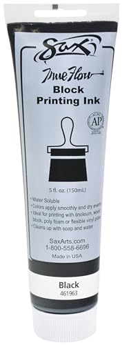 Sax True Flow Water Soluble Block Printing Ink - 5 Ounce Tube - Black