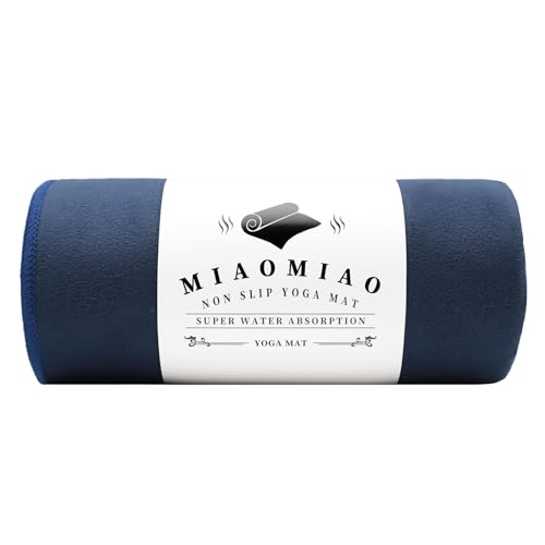 MIAOMIAO Non-Slip Hot Yoga Towel Set,Super Absorbent Microfiber in, 24.5" x 72" - Anti-Slip, Injury Free Design for Pilates, Yoga Mats, Exercise, and Fitness Gear - color: Navy Blue