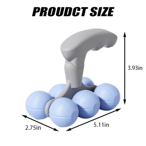 6-Wheel Handheld Massage Roller for Muscle Pain Relief (Blue)