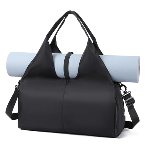 Handbag for Women Yoga Bag Large Capacity Yoga Pad Buckle with Shoe Compartment Water Bottle Sports Gym Bag Travel - color: C02-2 Black